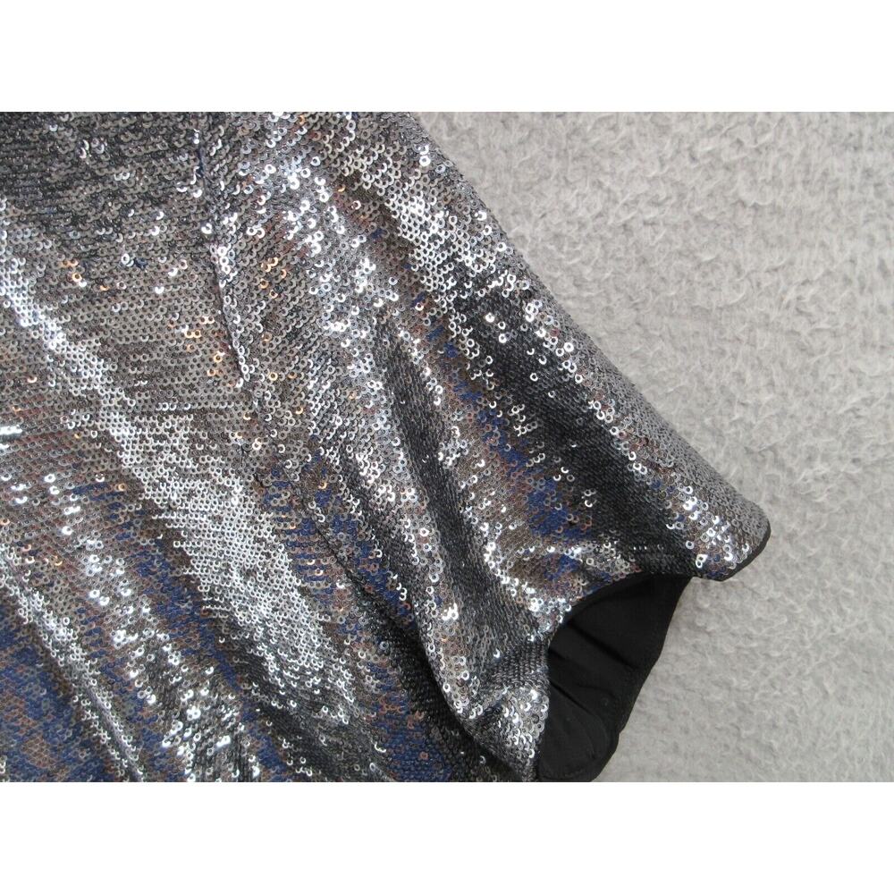NWT Ralph Lauren Women Sz 12 Silver Sequined Party Cocktail Dress Round Neck - Picture 5 of 16